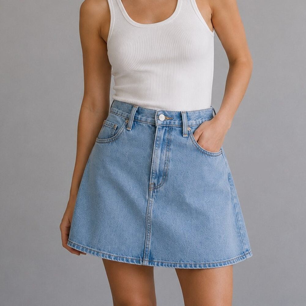 Levi's Denim Flounce Mini Skirt Womens 27/S Blue High-rise A-line